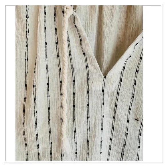 Madewell Tie Neck Tunic Top Knit Dot Pattern Ivory Black Size Small - Picture 4 of 8